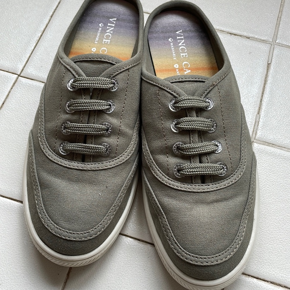 Vince Camuto canvas mules